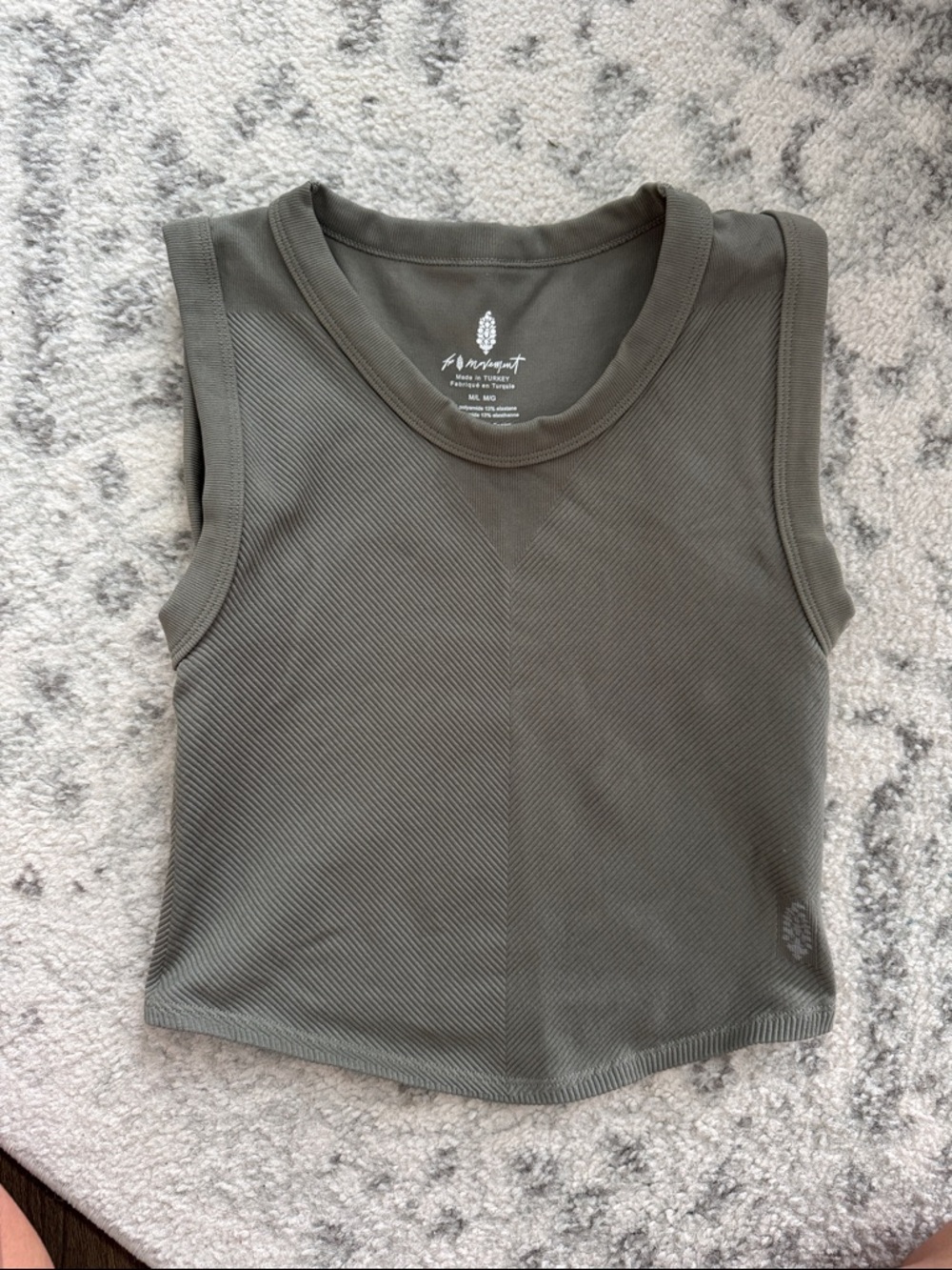 FP MOVEMENT Sleeveless Ribbed Tank Top in Olive Green
